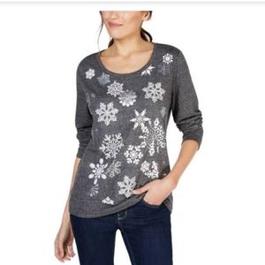 Style & Co Petite Snowflake Sweatshirt Size PM